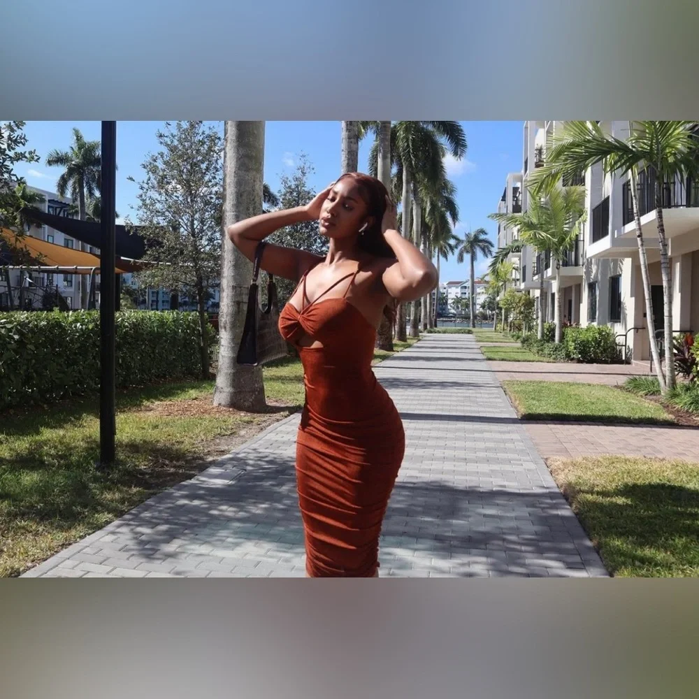 Copper midi dress - Picture 1 of 4
